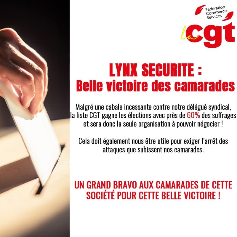 Lynx Sécurité : belle victoire électorale de la CGT
