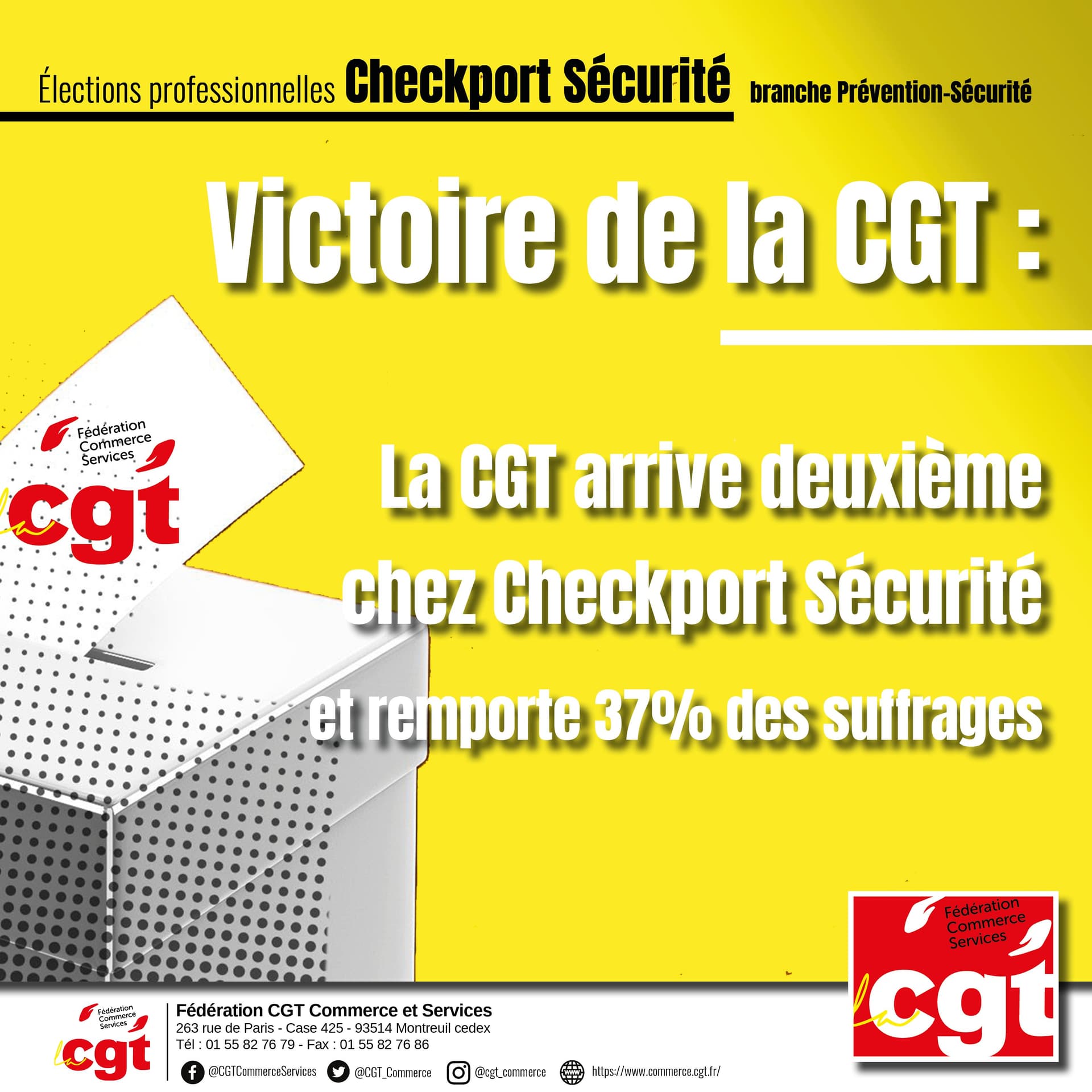 Victoire de la CGT aux élections chez Checkport Sécurité