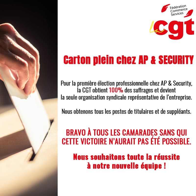 CGT élue à 100% chez AP & Security