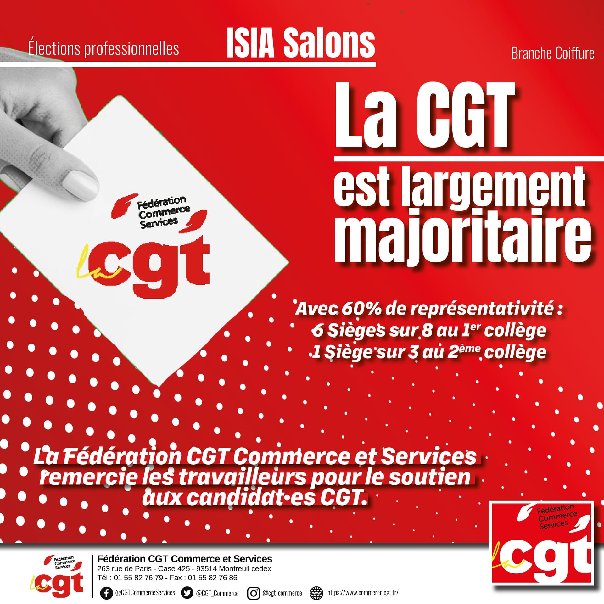 ISIA Salons : la CGT largement majoritaire aux élections
