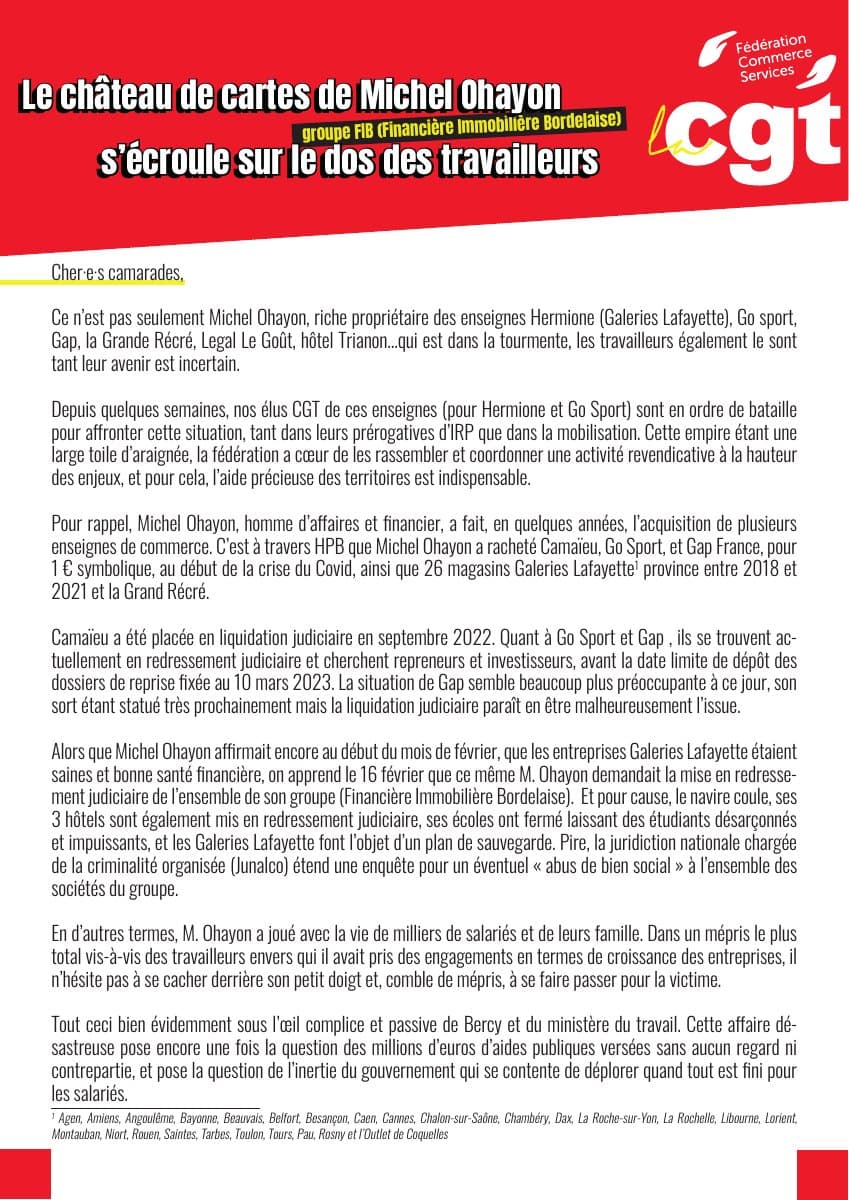 Le château de cartes de Michel Ohayon s'écroule sur le dos des travailleurs