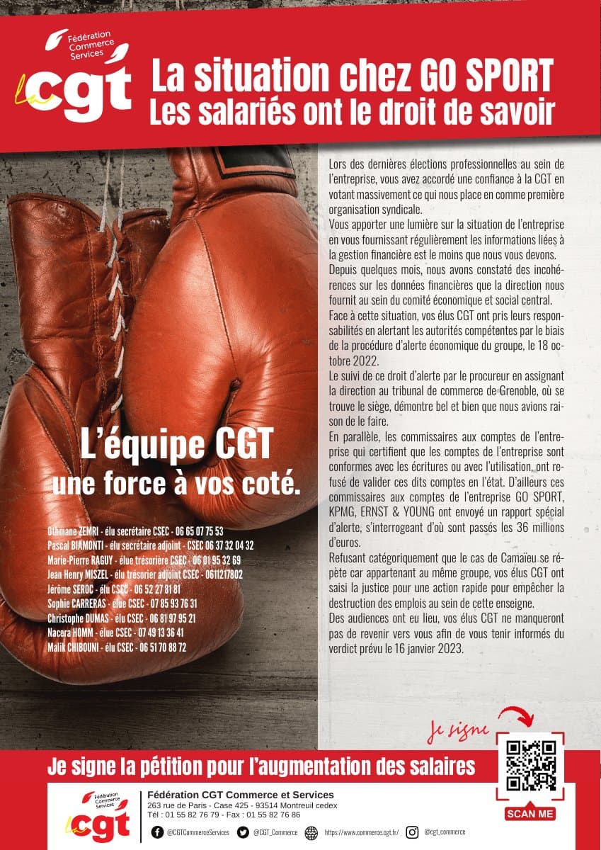 Go Sport : les salariés ont le droit de savoir