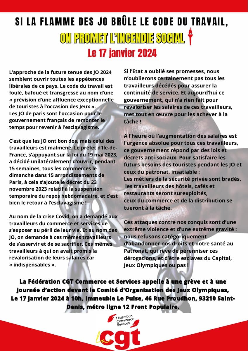 Si la flamme des JO brûle le code du travail, on promet l'incendie social