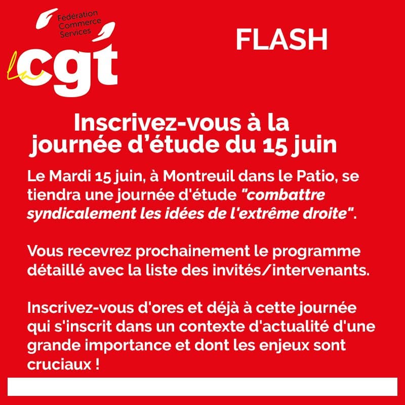 Journée d'étude CGT le 15 juin à Montreuil