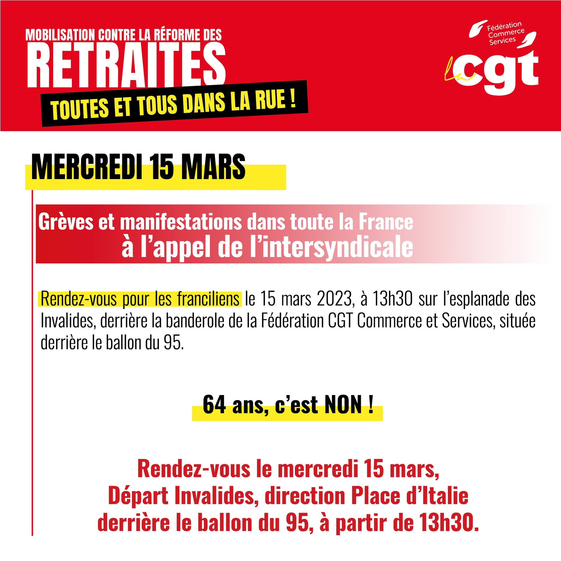 15 mars : mobilisation intersyndicale contre la réforme des retraites