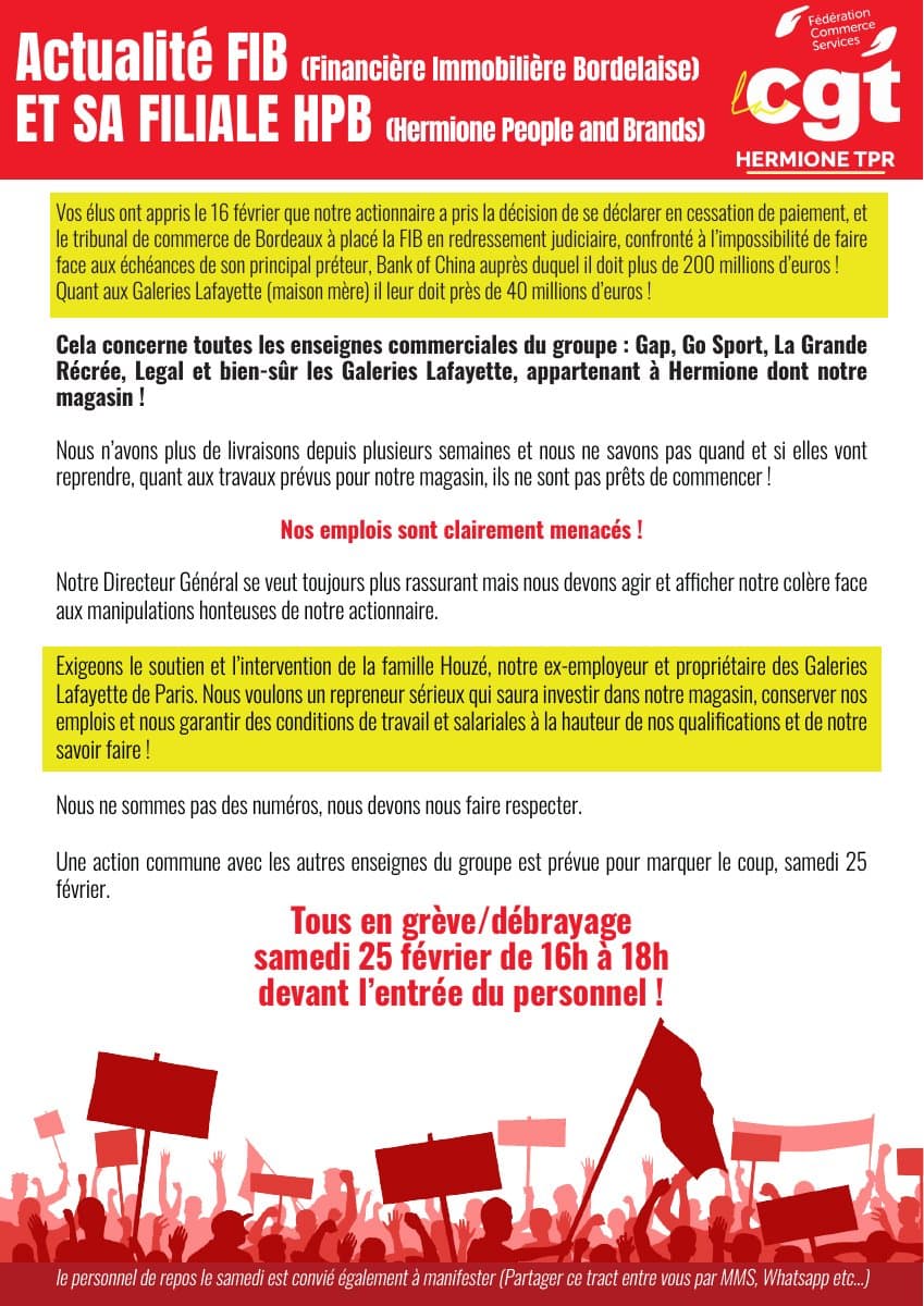 Hermione : nos emplois menacés, on se mobilise !