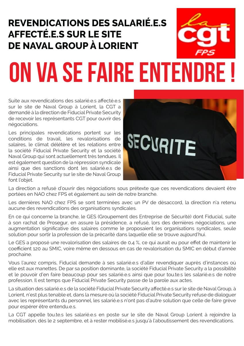 Naval Group Lorient : on va se faire entendre !