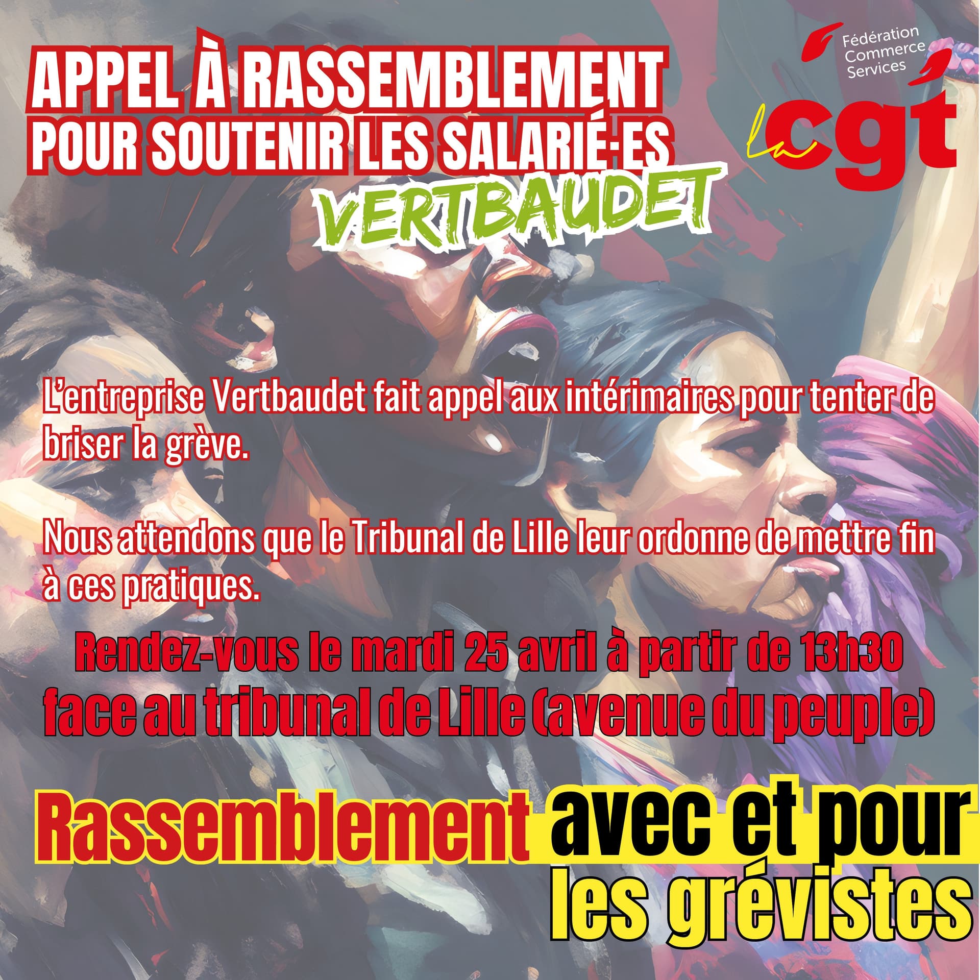 Rassemblement Vertbaudet à Lille : soutien aux salariés en grève