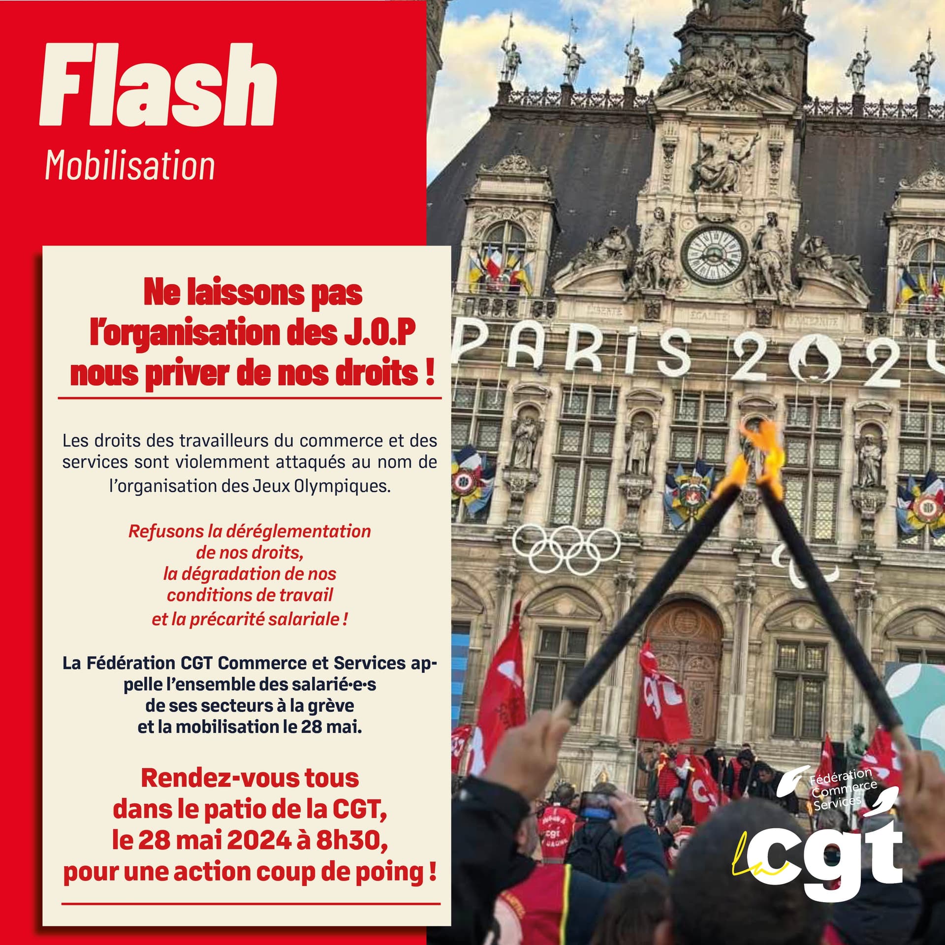Grève et mobilisation le 28 mai contre les JOP