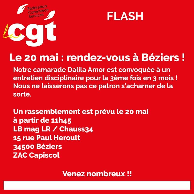 Mobilisation à Béziers le 20 mai pour soutenir Dalila