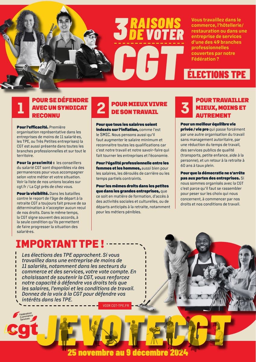 Pourquoi adhérer à la CGT ? 3 raisons de voter CGT aux élections TPE