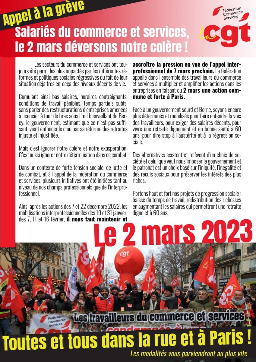 2 mars 2023 : grève du commerce et services