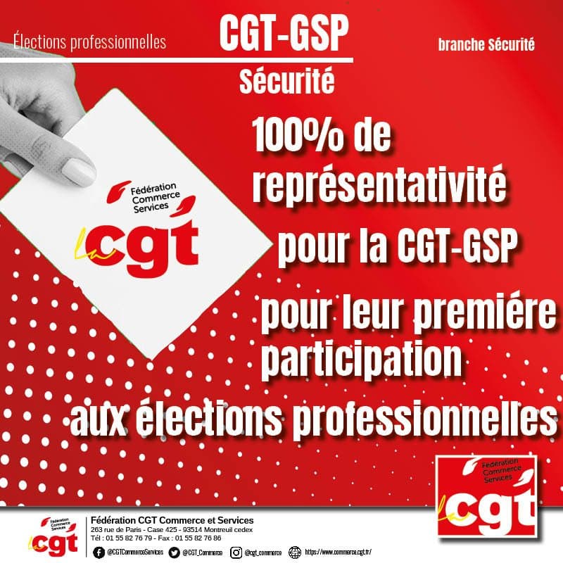 CGT-GSP Sécurité : 100% de représentativité aux élections