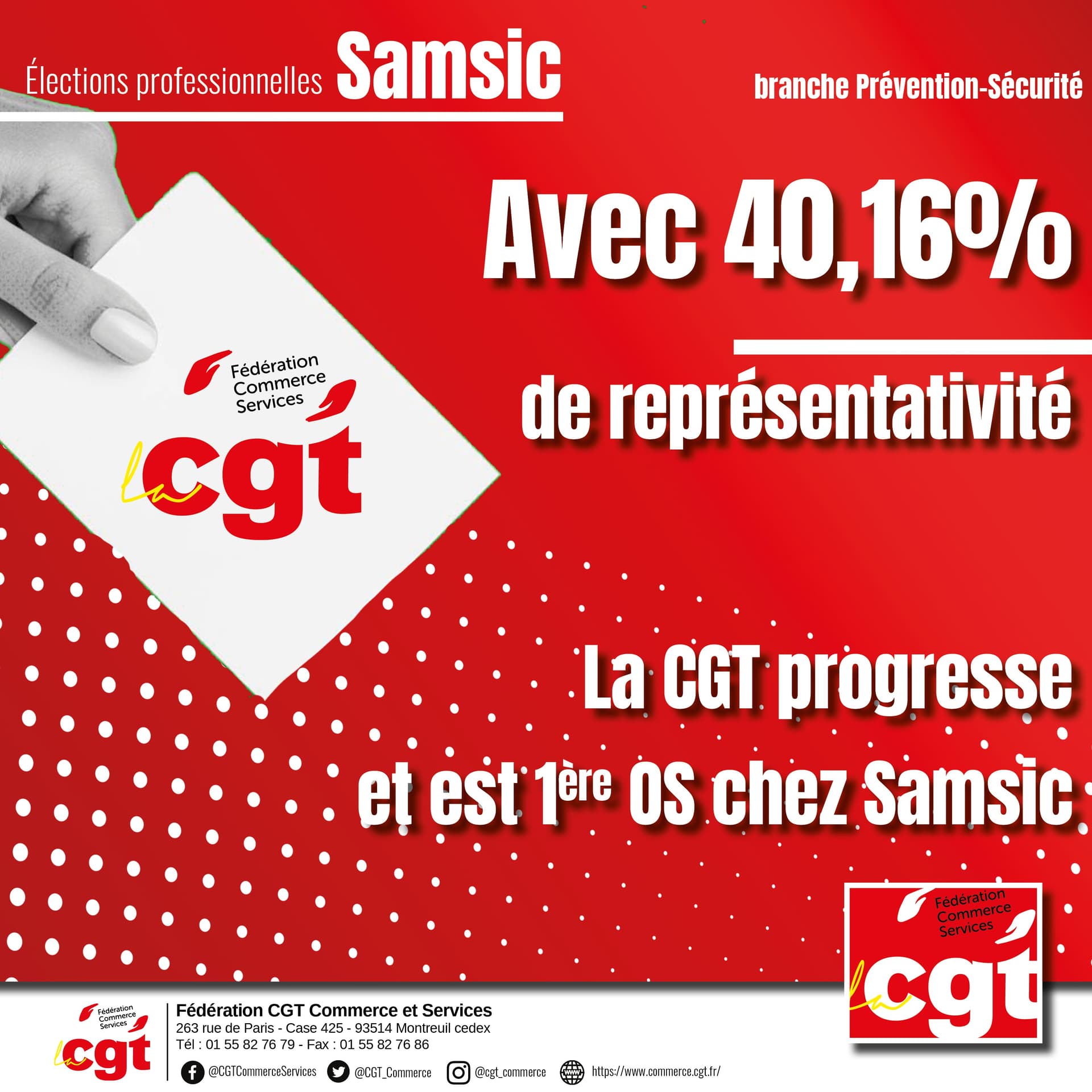 Samsic : la CGT obtient 40,16% et devient 1ère OS