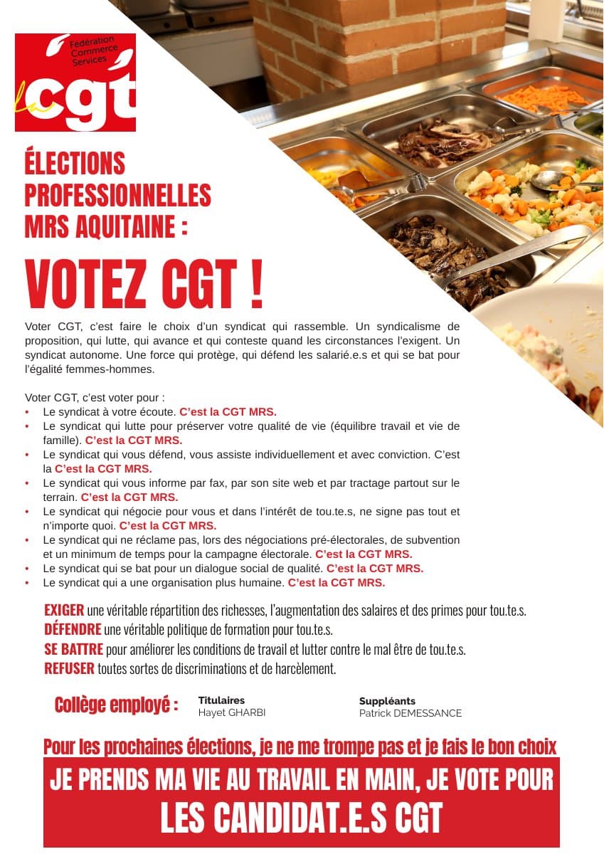 Élections professionnelles MRS : votez CGT !