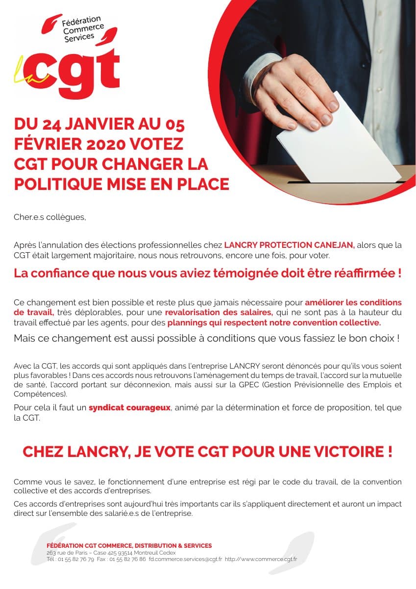 Élections Lancry : votez CGT pour changer la politique !
