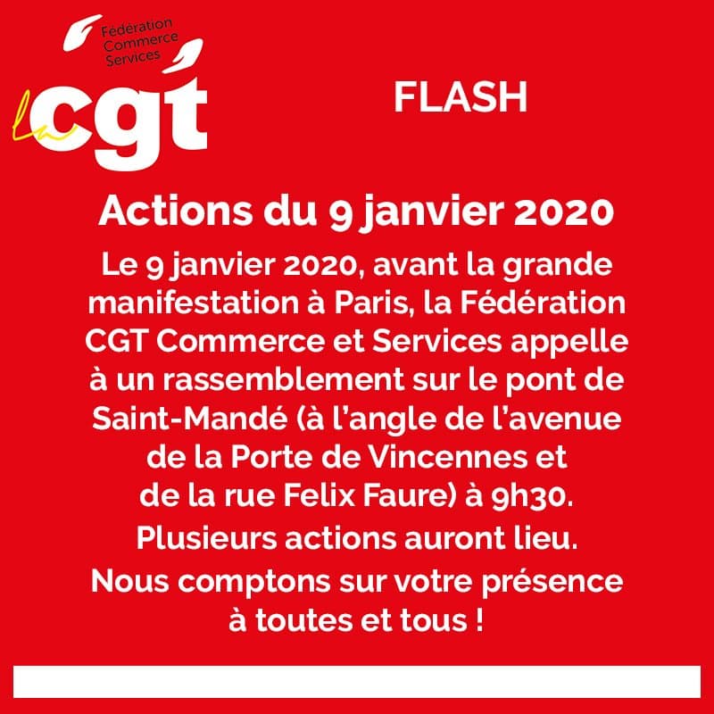 Rassemblement CGT le 9 janvier à Paris avant la grande manifestation
