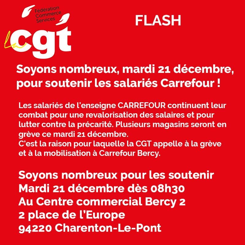 Grève chez Carrefour le 21 décembre pour les salaires