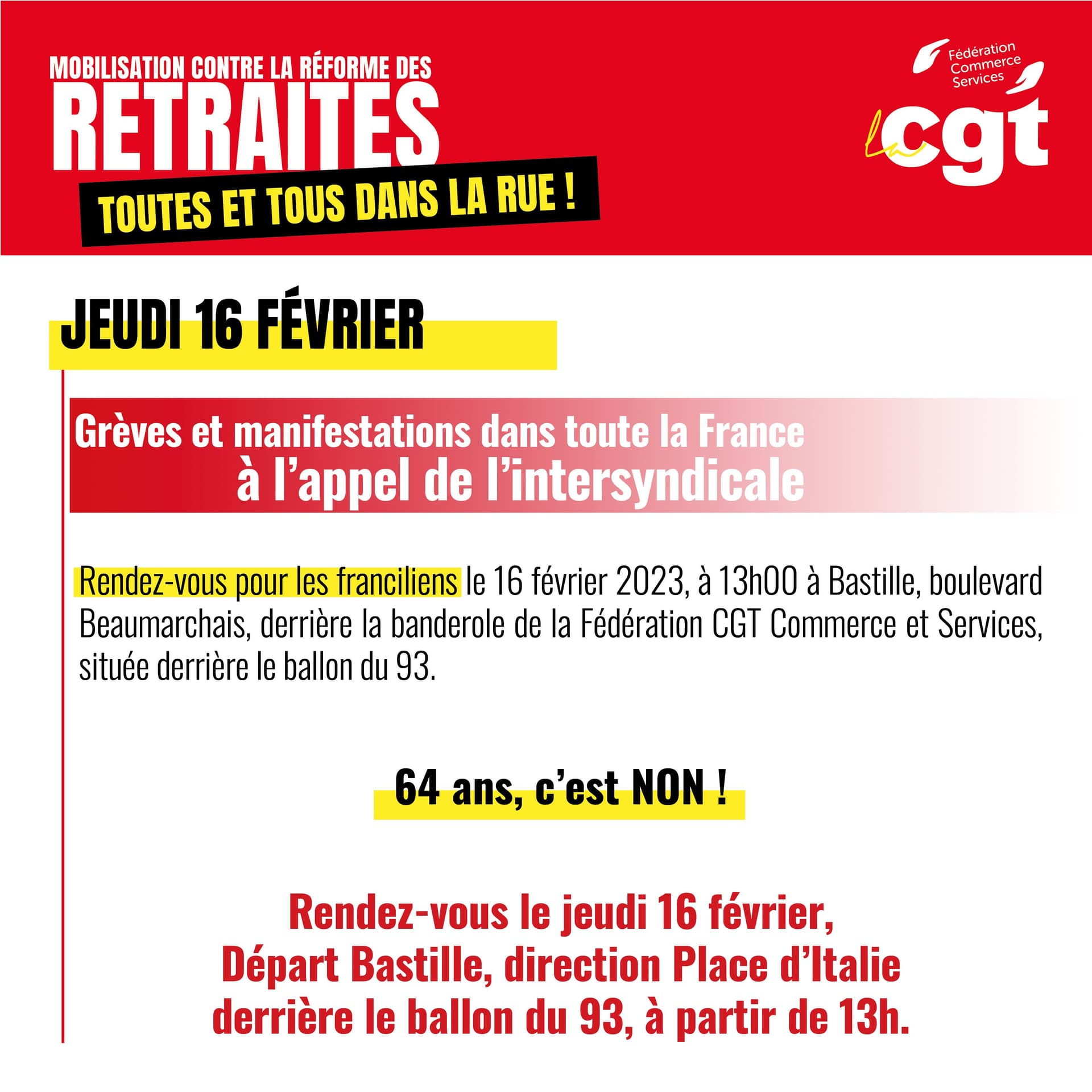 16 février : grèves et manifestations contre la réforme des retraites